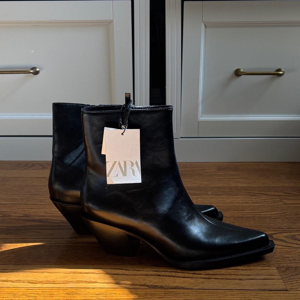 Zara Sleek Black Ankle Booties